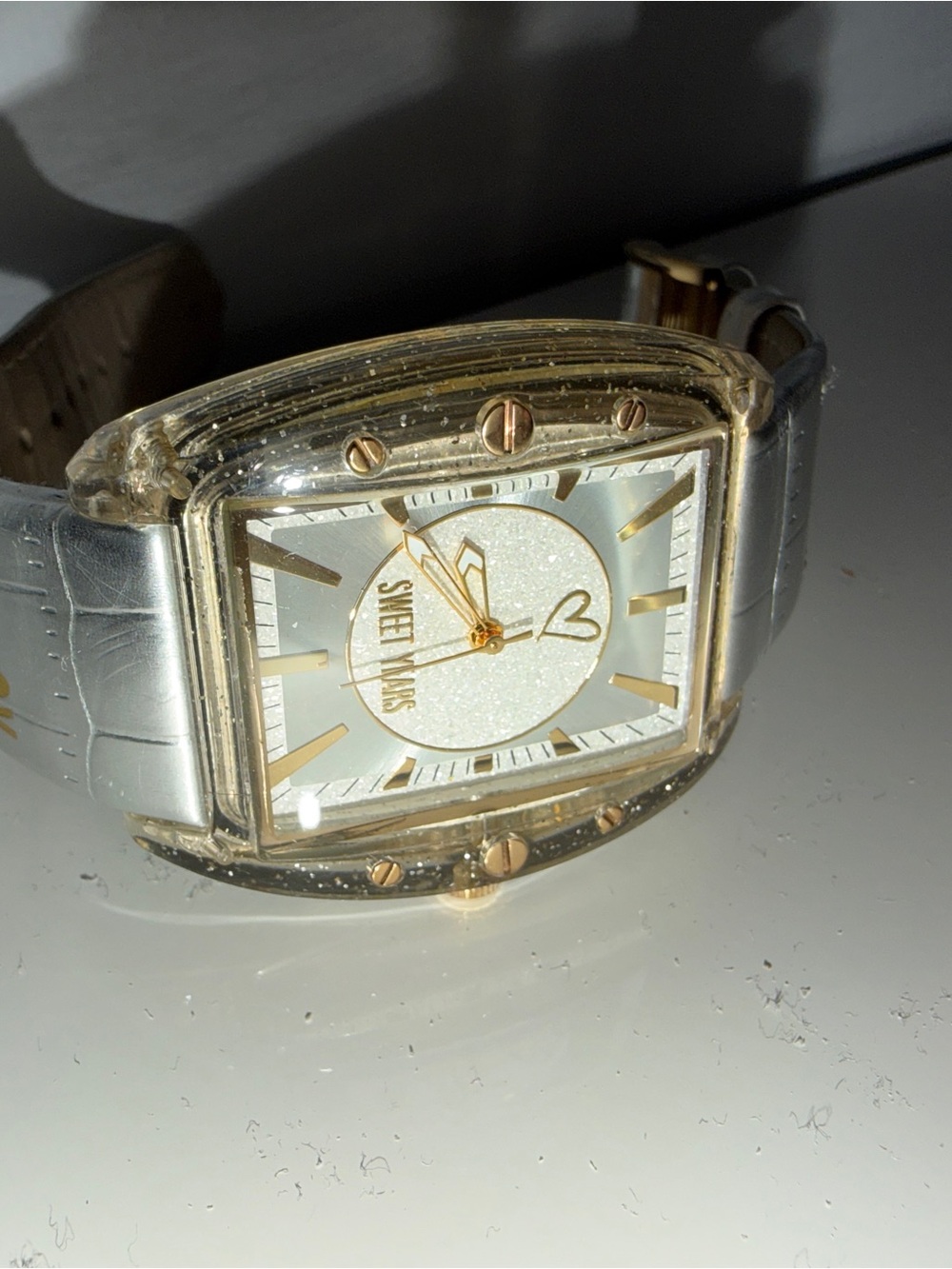 Silver and Gold Women's Rectangular Watch